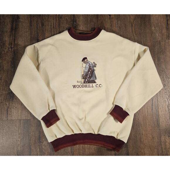 Vintage St Andrews Golf Norman Rockwell "The Gossips" Sweatshirt Mens XL Grandpa - Picture 1 of 9